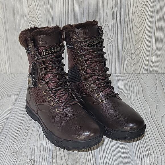 COOGI Winter Faux Fur Lined Logo Brown Boots Mens Size 7.5 - Picture 10 of 13